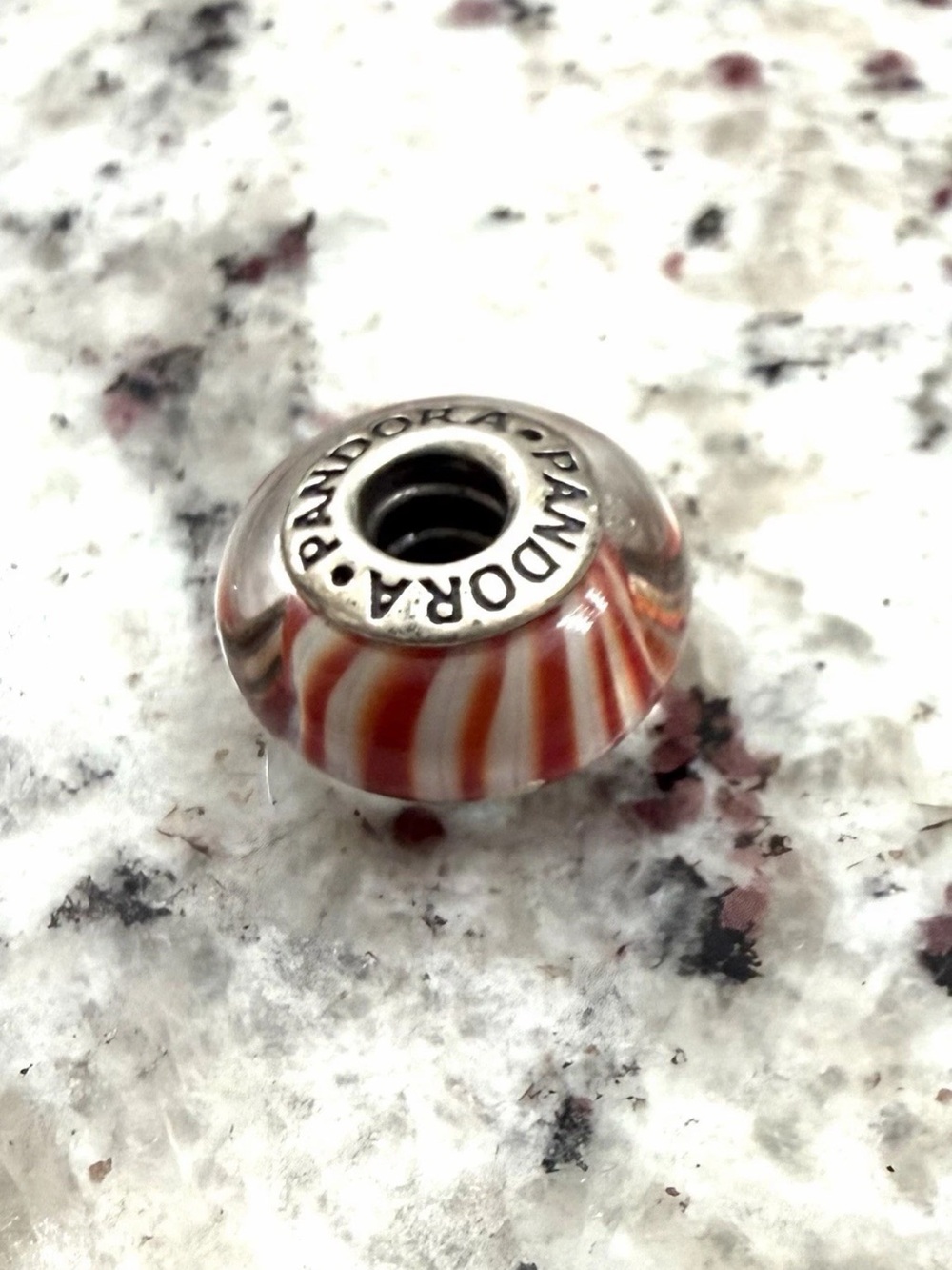 Pandora Sterling Silver Candy Stripes Murano Glass Charm
